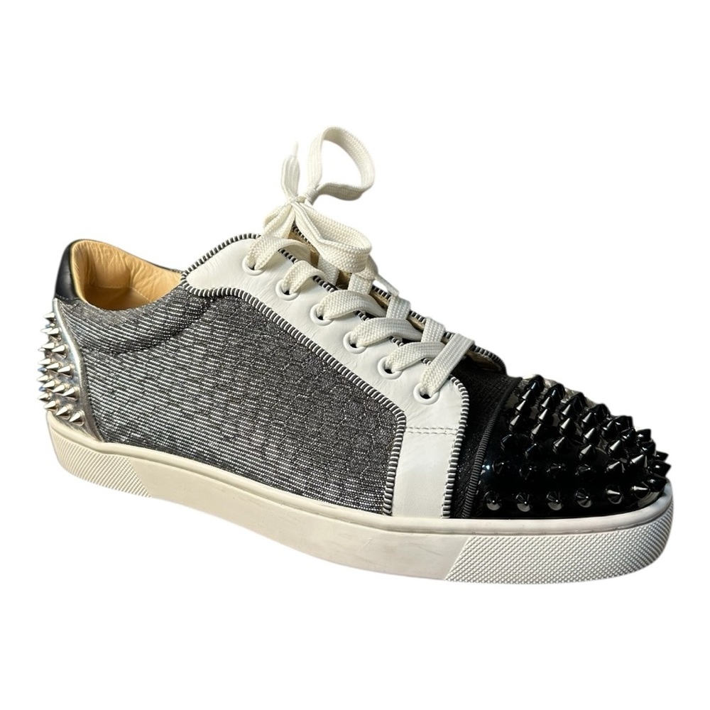 Christian Louboutin Men's Spiked Sneakers - Black, Gray, and White